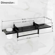 Plantex Stainless Steel 4in1 Multipurpose Bathroom Shelf/Rack/Towel Hanger/Tumbler Holder/Soap Dish/Holder/Stand-Bathroom Accessories (18 X 5 Inches-Matt Black)