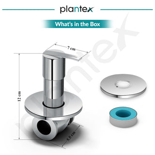 Plantex Pure Brass AQ-1406 Angular Concealed Stop Cock/Concealed Stop Valve Tap For Bathroom With Teflon Tape & Adjustable Brass Wall Flange - 15 mm (Mirror-Chrome Finish)