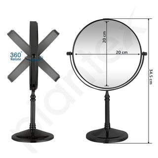 Plantex Premium Brass Magnifying Mirror/Dual Side Shaving Mirror for Bathroom with 5x/1x Magnification/Tabletop Vanity Hand Mirrors Stand (8 Inch-Black/Tabletop)