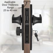 Plantex Stainless Steel Door Lock Handle Set/ 6-Lever Lock Mechanism with 3 Years of Warranty/Mortise Lock with 3 Keys, Brass Lock Body & Cylinder - (Z-Black)