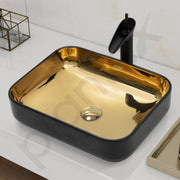 Plantex Designer Wash Basin for Bathroom/Table Top Hand Wash Sink/Counter Top Basin for Home/Ofice (19.5x15.5x5.5 Inch - Black & Golden)