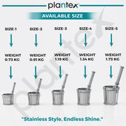 Plantex Heavy Stainless Steel/Mortar & Pestle Set/Spice Mixer/Khalbatta/Khal/Okli for Kitchen - Size 2(Dia: 7.5, H: 7 cm)