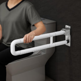 Plantex Stainless Steel 24 Inch U-Shape Handle for Bathroom Support/Space-Saving Safety Bar for Shower/Toilet/Bedside Anti-Slip Shower Grab Bar for Bathroom - (White)