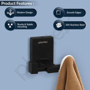 Plantex 304 Grade Stainless Steel Hooks for Hanging Clothes/Robe Hooks for Bathroom/Cloth Hanger for Wall - Black (Senso)