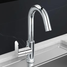 Plantex Pure Brass Sink Tap for Kitchen Basin/Sink Tap for Wash Basin/Deck Mount/Sink Cock with Wall Flange-(APS-2602-chrm)