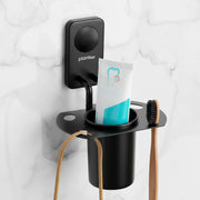 Plantex Stainless Steel Toothbrush Holder/Tumbler Holder Stand/Wall Mounted Toothbrush Stand for Bathroom Accessories - Pack of 1 (Black, 576)