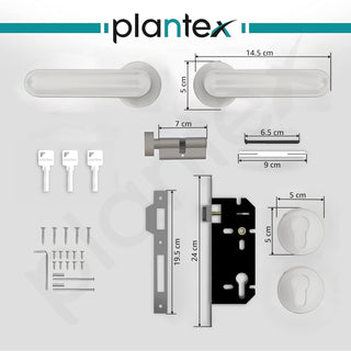 Plantex Main Door Lock/Mortise Lock for Door with 3 Years of Warranty - Robust Door Lock for Home with Brass Lock Body & Cylinder (Satin Finish)