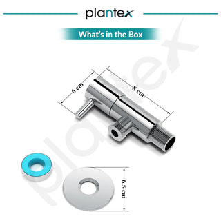 Plantex Pure Brass Angle Valve for Bathroom with Brass Wall Flange and Teflon Tape/Angular Stop Cock for Health Faucet and Wash basin- [ICO-905-Mirror Chrome]