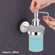 Plantex Brezza Stainless Steel Glass Liquid Soap Dispenser/Shampoo Dispenser/Handwash Dispenser/Bathroom Accessories - Chrome