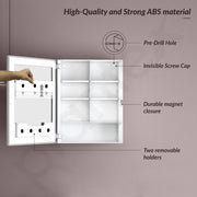 Plantex Bathroom Cabinet with Mirror/ABS Bathroom Storage Organiser/Multipurpose Shelf/Wall Mount Mirror Cabinet for Wash Basin (14x18 Inch, White)