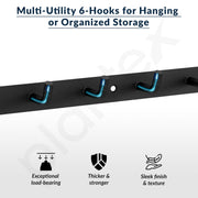 Plantex Wall Hooks for Hanging Cloth/Stainless Steel Towel Hangers/Bathroom Robe Hooks/Door Hangers/Wall Hook Rack/Hook Rail for Hanging Keys - 6 Hooks (Pack of 3, Black)