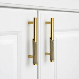 Plantex Stainless Steel & Aluminium Cabinet Handle/96mm Wardrobe Door Handle/Cupboard Pull-Push Handles for Home/Office - Pack of 2 (Brass Antique & Gold)
