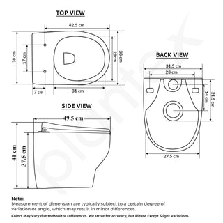 Plantex Ceramic Rim Western Commode/P- Trap Washdown Wall Hung Commode for Toilet with Soft Close Toilet Seat Cover - (Cascade, White)