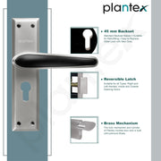 Plantex Heavy-Duty Door Lock Set - Main Door Lock Plate Handle Set/6-Lever Mechanism Mortise Locks with 3 Keys/Brass Locks Body & Cylinder (PTP-09- Satin & Black)