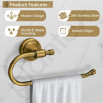 Plantex 304 Grade Stainless Steel Bathroom Accessories Set of 3 - Towel Hanger/Napking Holder/ Soap Holder for Bathroom - Niko (Brass Antique)