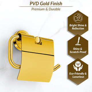 Plantex 304 Grade Stainless Steel Toilet Paper Roll Holder for Bathroom/Toilet Paper Holder/Tissue Paper Roll Holder for Bathroom Accessories - Oreo (Gold)