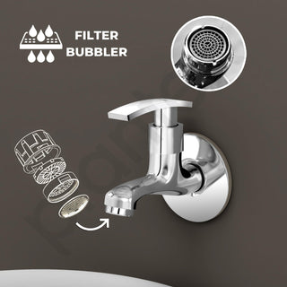 Plantex Single Lever Bib Cock Water Tap for Bathroom with Wall Flange and Teflon Tape/Wash Basin Tap for Home/Tap for Bathroom with Water Saving Aerator-(Samar-Chrome)
