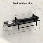 Plantex Stainless Steel 3in1 Multipurpose Bathroom Shelf/Rack/Towel Hanger/Tumbler Holder/Bathroom Accessories (15 x 6 Inches-Matt Black)