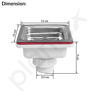 Plantex Coupling for Kitchen Sink/304 Grade Stainless Steel Waste Coupling/Square Shape Coupling - Pack of 1 (Matt Finish)