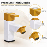 Plantex Single Lever Pillar Cock/Washbasin Tap with Water Saving Aerator/Water Tap for Bathroom Sink - Pack of 1 (PTMT-EDS-123, Yellow & White)