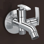 Plantex COL-1007 Pure Brass 2 in 1 Tap for Washing Machine with Water Saving Aerator /2-Way Bib Cock for Bathroom with Brass Wall Flange & Teflon Tape (Mirror-Chrome Finish)