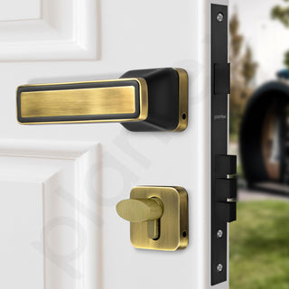 Plantex Door Lock for Home/Main Door Lock Set with 3 Computerized Key/Mortise Lock for Door with Brass Lockbody & Cylinder (SM026, Brass Antique & Black)