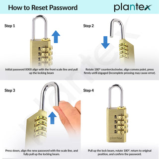 Plantex 4-Digit Code Combination Brass Locks/Number Lock/Portable Luggage Lock/Travel Lock for Briefcase/Laptop Bags - Pack of 1 (Small, Brass Antique)
