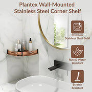 Plantex Bathroom Corner Rack for Wall/Stainless Steel Shelf for Bathroom Corner with Railings/Bathroom Accessories Holder (12x12 inches, PVD Rose Gold & Black)