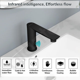 Plantex Solid Brass Automatic Touchless Faucet for Wash Basin/Sensor Tap for Kitchen Sink/Electronic Basin Tap/Sink Tap for Kitchen Basin (Black)