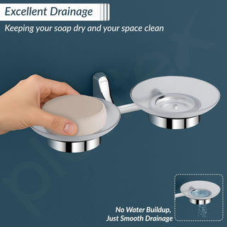 Plantex Rich Brass Unique Dual Soap Dish for Bathroom/Wall Mounted Soap Holder/Soap Stand/Bathroom Accessories (Chrome)