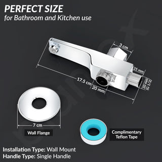 Plantex Steel Spout for Bathroom with Wall Flange and Teflon Tape/Button Attachment for Hand Shower-(AC06-Chrome)