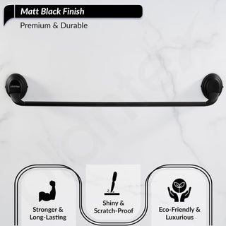 Plantex 304 Grade Stainless Steel 24 inch Towel Hanger/Single Towel Rod/Holder Stand Bathroom Accessories - Cubic (Black)