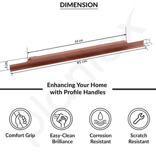 Plantex Profile Handle for Kitchen Cabinet/32 Inch Alluminium Drawer Profile Handle/Wardrobe Pull Handle for Home/Office/Hotel - Pack of 3 (Rose Gold)