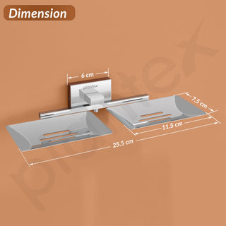 Plantex Stainless Steel Double Soap Dish/Soap Stand for Bathroom & Kitchen/Soap Holder/Bathroom Accessories - Nexa (Chrome)
