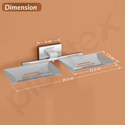 Plantex Stainless Steel Double Soap Dish/Soap Stand for Bathroom & Kitchen/Soap Holder/Bathroom Accessories - Nexa (Chrome)