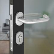 Plantex Aluminum Door Lock/Mortise Lock for Door/Robust Door Handle for Home with Lock Body & Cylinder - (Round, DTM-639-Satin)