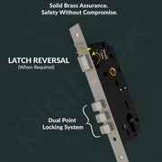 Plantex Mortise Door Lock for Home/Main Door Lock Set/Mortice Lock Set with Brass Lock Body & Cylinder (7129, Satin White)