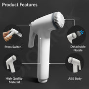 Plantex Jet Spray for Toilet/ABS Health Faucet with 1 Meter Shower Hose Pipe and Wall Hook/Health Faucet Set for Bathroom/Hand Gun for Toilet - (Jecquar, White)