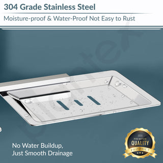 Plantex 304 Grade Stainless Steel Double Soap Dish Stand for Bathroom & Kitchen/Soap Dish/Bathroom Accessories - Iris (Chrome)