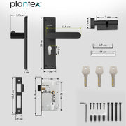 Plantex Door Lock Set - Main Door Lock Plate Handle Set/Mortise Lock with 3 Keys/Lock Body and Cylinder - Pack of 1 (OHMH-81, Z-Black)