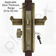 Plantex Main Door Lock Handle Set - Heavy-Duty Door Lock Set/6-Lever Lock Mechanism with 3 Years of Warranty by plantex/Mortise Lock with 3 Keys,Lock Body & Cylinder (PTP-01, Brass Antique)
