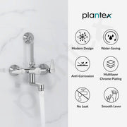 Plantex Wall Mixer for Bathroom 2 in 1 with L-Bend Connector for Overhead Shower/Tap Mixer/Water Saving Nozzle Tap - 7 Year Manufacturer's Warranty (LEA-718-Chrome)