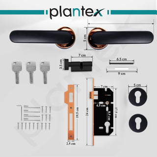 Plantex Door Lock for Home/Main Door Lock Set with 3 Computerized Key/Mortise Lock for Door with Brass Lock Body & Cylinder (SM037, Rose Gold & Black)