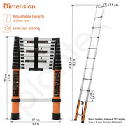 Plantex 10.5 feet (3.2m) Telescopic Ladder/Durable Steps/Collapsible Ladder for Home or Outdoor Work/Aluminium Telescopic Ladder - (Orange)
