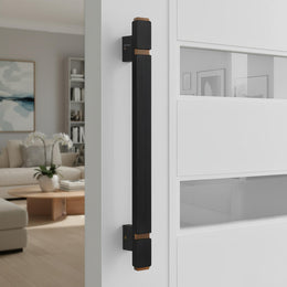 Plantex 12 Inch Main Door Handle/Aluminium Handle for Door/Black Pull-Push Handle for Home/Office/3 Years Warranty By Plantex - Pack of 1 (APS-613, Black & Rose Gold)