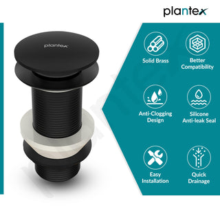 Plantex Solid Brass Waste Coupling for Washbasin - 3 Inch Full Thread, Matt Black (Pack of 1)