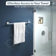 Plantex 304 Grade Stainless Steel Towel Holder/Hanger for Bathroom/Single Towel Rod/Bar/Stand/Bathroom Accessories - Pack of 1, Squaro (24 inch - Chrome)