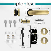 Plantex Door Lock for Home/Main Door Lock Set with 3 Computerized Key/Mortise Lock for Door with Brass Lock Body & Cylinder (SM037, Brass Antique & Black)