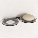Plantex Double Soap Dish/Stainless Steel Glass dual Soap Holder/Case/Stand/Soap Bar for Kitchen/Bathroom Accessories - Pack of 1 (Black)