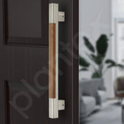 Plantex Main Door Handle/15 Inch Main Door Handle/Glass Door Handle/Wooden Door Handle/Pull-Push Door Handle/Door Accessories - Pack of 1 (S-604-Satin and Wood) - 3 Years Warranty